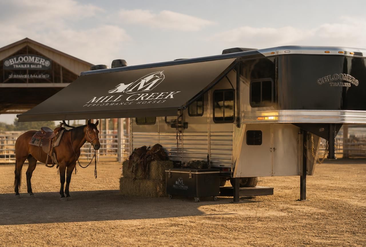 Horse Trailers & Equestrian RV with custom-printed awning